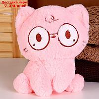 Мягкая игрушка "Кот" в очках, 20 см, цвет розовый