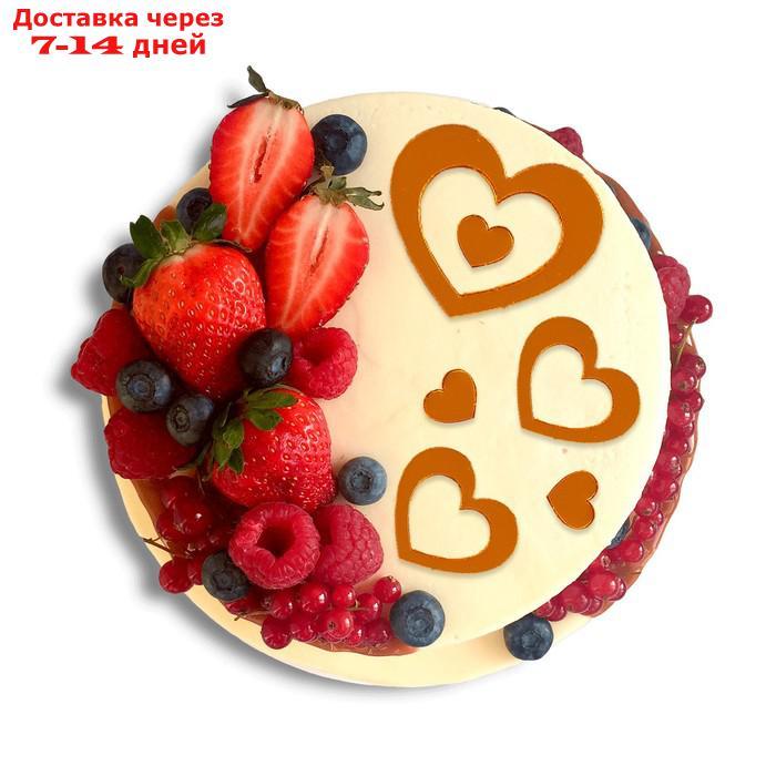 Украшение для торта "Сердечки классические", цвет золото - фото 1 - id-p227044474
