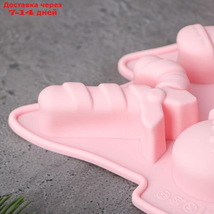 Форма силиконовая для выпечки Доляна "Новогоднее настроение", 23×19×2,5 см, 6 ячеек, цвет розовый - фото 4 - id-p227056891