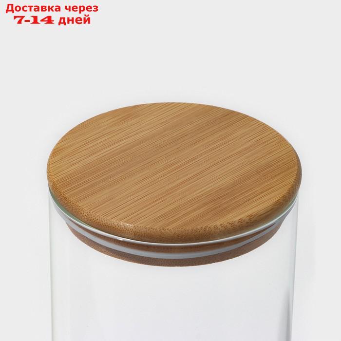 Банка стеклянная для сыпучих продуктов с бамбуковой крышкой BellaTenero "Эко", 550 мл, 8,5×12,5 см - фото 5 - id-p227072072