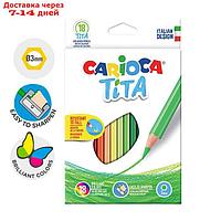 Карандаши 18 цветов Carioca Tita, яркий ударопрочный грифель 3.0 мм, шестигранные, пластиковые, картон,