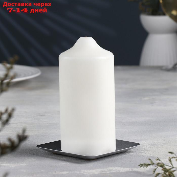 Подсвечник "Тарелка квадратная" металл на одну свечу, 10х 10х1,1 см, серебро - фото 1 - id-p227068597