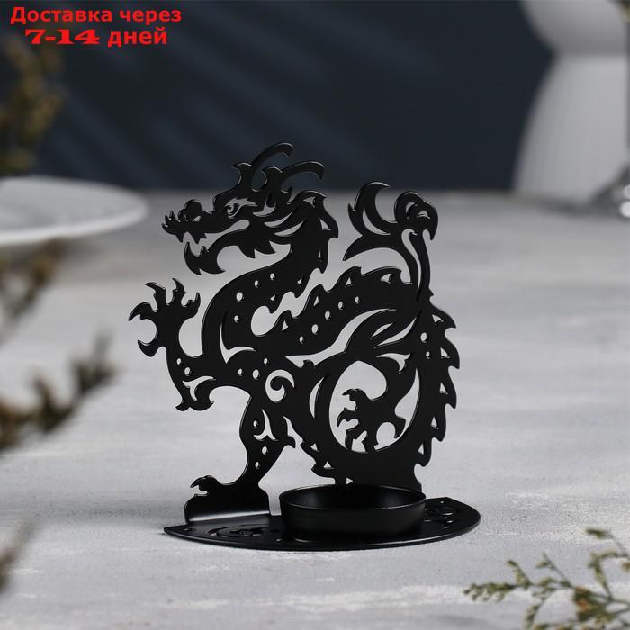 Подсвечник "Дракон" металл на одну свечу, 11,1х5,3х11 см, черный - фото 2 - id-p227068616