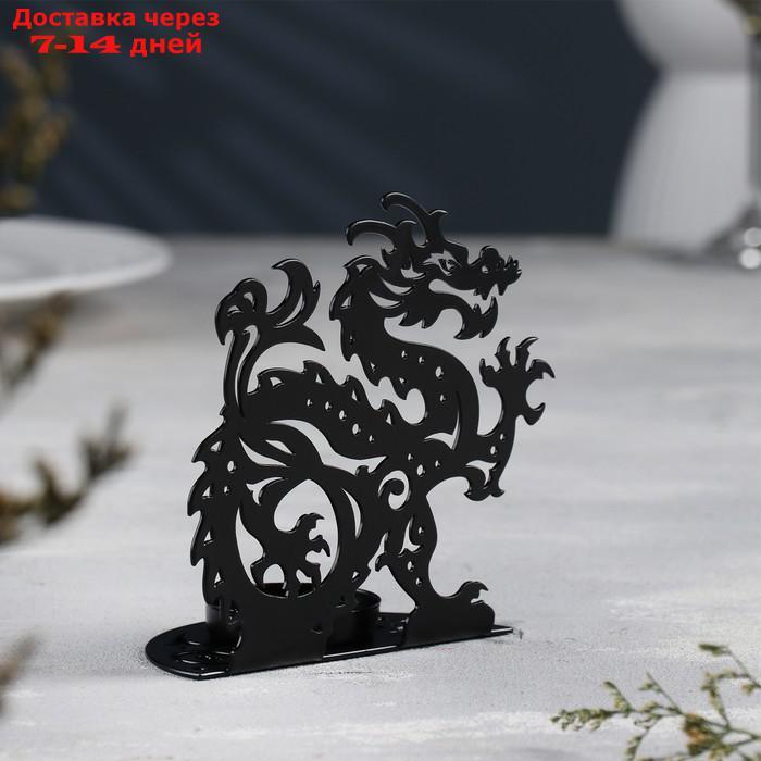 Подсвечник "Дракон" металл на одну свечу, 11,1х5,3х11 см, черный - фото 3 - id-p227068616