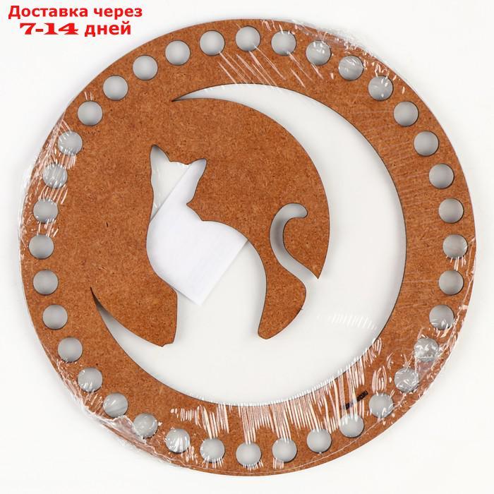Донышко для вязания резное "Кошка на луне", круг 15 см, хдф 3 мм - фото 2 - id-p227072184