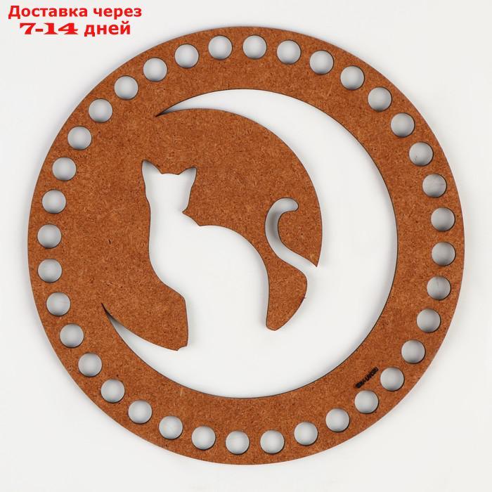 Донышко для вязания резное "Кошка на луне", круг 15 см, хдф 3 мм - фото 3 - id-p227072184
