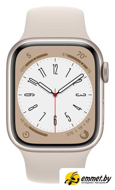 Умные часы Apple Watch Series 8 41 мм (алюминиевый корпус, звездный свет/звездный свет, спортивный силиконовый - фото 2 - id-p227174264