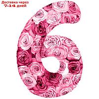 Шар фольгированный 34" Цифра "6, Симфония роз", фуше