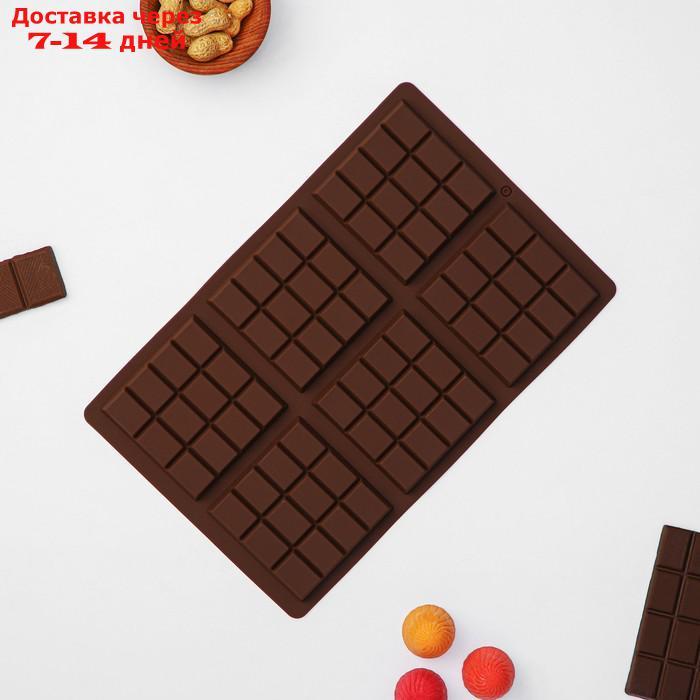 Форма для шоколада силиконовая 6 ячеек 27,5х18х1 см (7,5х7,5см) "Плитка", цвет коричневый - фото 2 - id-p227071324