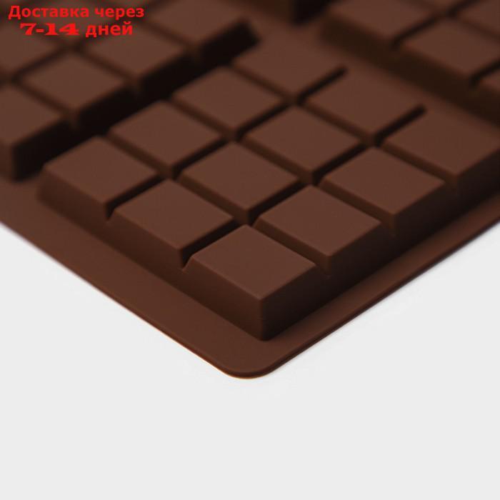Форма для шоколада силиконовая 6 ячеек 27,5х18х1 см (7,5х7,5см) "Плитка", цвет коричневый - фото 4 - id-p227071324