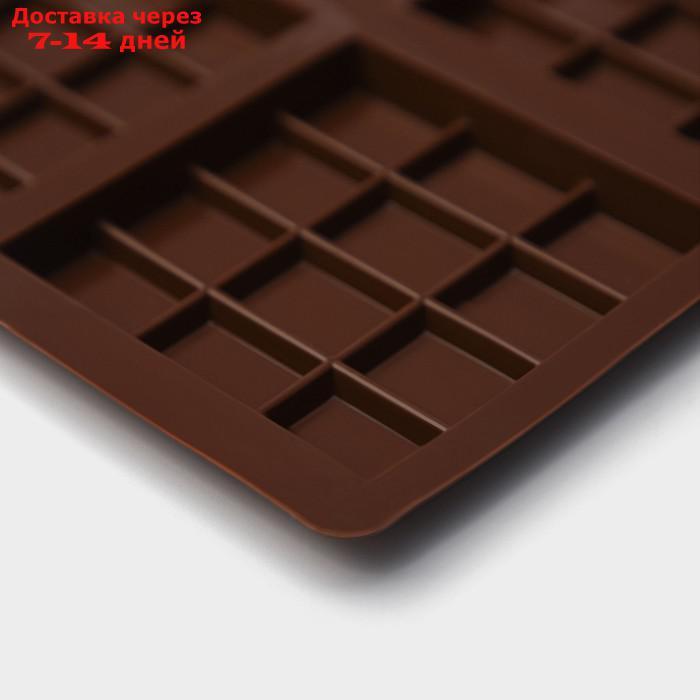 Форма для шоколада силиконовая 6 ячеек 27,5х18х1 см (7,5х7,5см) "Плитка", цвет коричневый - фото 5 - id-p227071324