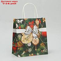 Пакет крафтовый "Новогодний подарок", 22 × 25 × 12 см