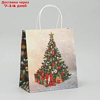 Пакет крафтовый "Новогодняя елочка", 22 × 25 × 12 см