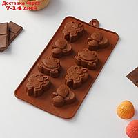 Форма для льда и шоколада 8 ячеек "Насекомые" 22х11,5х2 см, цвет коричневый
