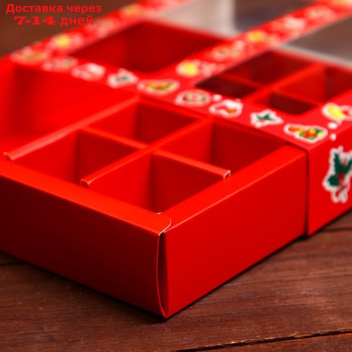 Коробка для конфет, 8 конфет и шоколадка, 17,7х17,7х3,8 см "Ёлочные игрушки" - фото 6 - id-p227065114