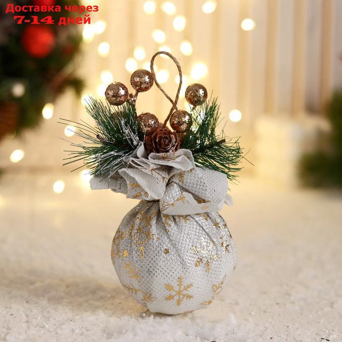 Шар пластик декор "Блеск рождества" снежинки, 8х12 см, белый - фото 1 - id-p227069104