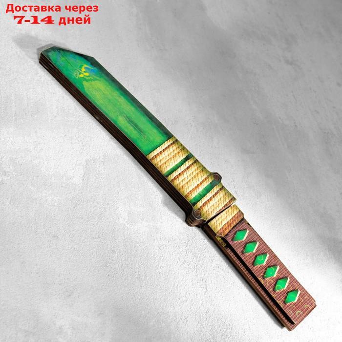 Сувенир деревянный "Нож Танто", в ножнах, зеленый - фото 7 - id-p227055498