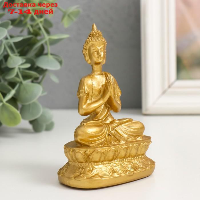 Нэцкэ полистоун золото "Медитация будды" 7х4,8х10,5 см - фото 2 - id-p227053316