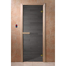 Дверь для сауны DoorWood "Сумерки" 180х70 (графит, коробка листва)