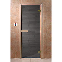 Дверь для сауны DoorWood "Сумерки" 190х70 (графит , коробка листва)