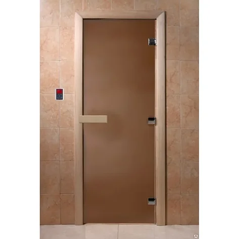 Дверь для сауны DoorWood "Теплая ночь" 170х70 (бронза матовая, коробка листва), фото 2