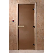 Дверь для сауны DoorWood "Теплая ночь" 180х70 (бронза матовая, коробка листва)