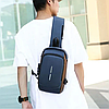Сумка - рюкзак через плечо Fashion с кодовым замком и USB. Цвет: синий с коричневым, фото 3