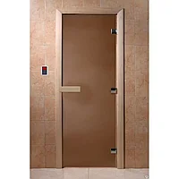 Дверь для сауны DoorWood "Теплая ночь" 200х80 (графит, коробка листва)