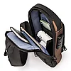 Сумка - рюкзак через плечо Fashion с кодовым замком и USB. Цвет: синий с коричневым, фото 6