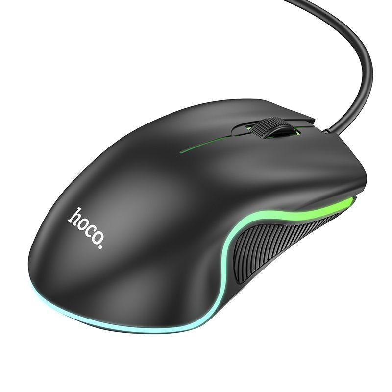 Мышь игровая проводная Hoco GM19 с подсветкой (2кн+кол/кн, 1.4 м) черный - фото 3 - id-p227175007