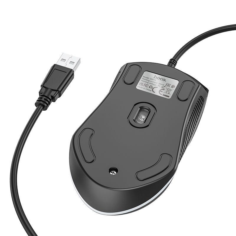 Мышь игровая проводная Hoco GM19 с подсветкой (2кн+кол/кн, 1.4 м) черный - фото 5 - id-p227175007