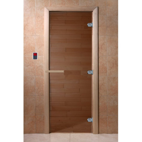 Дверь для сауны DoorWood "Теплый день" 200х80 (бронза, коробка листва), фото 2