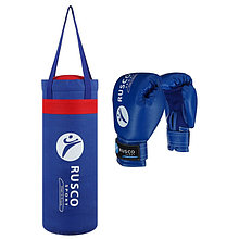 Набор боксёрский для начинающих RUSCO SPORT: мешок + перчатки, цвет синий (4 OZ)