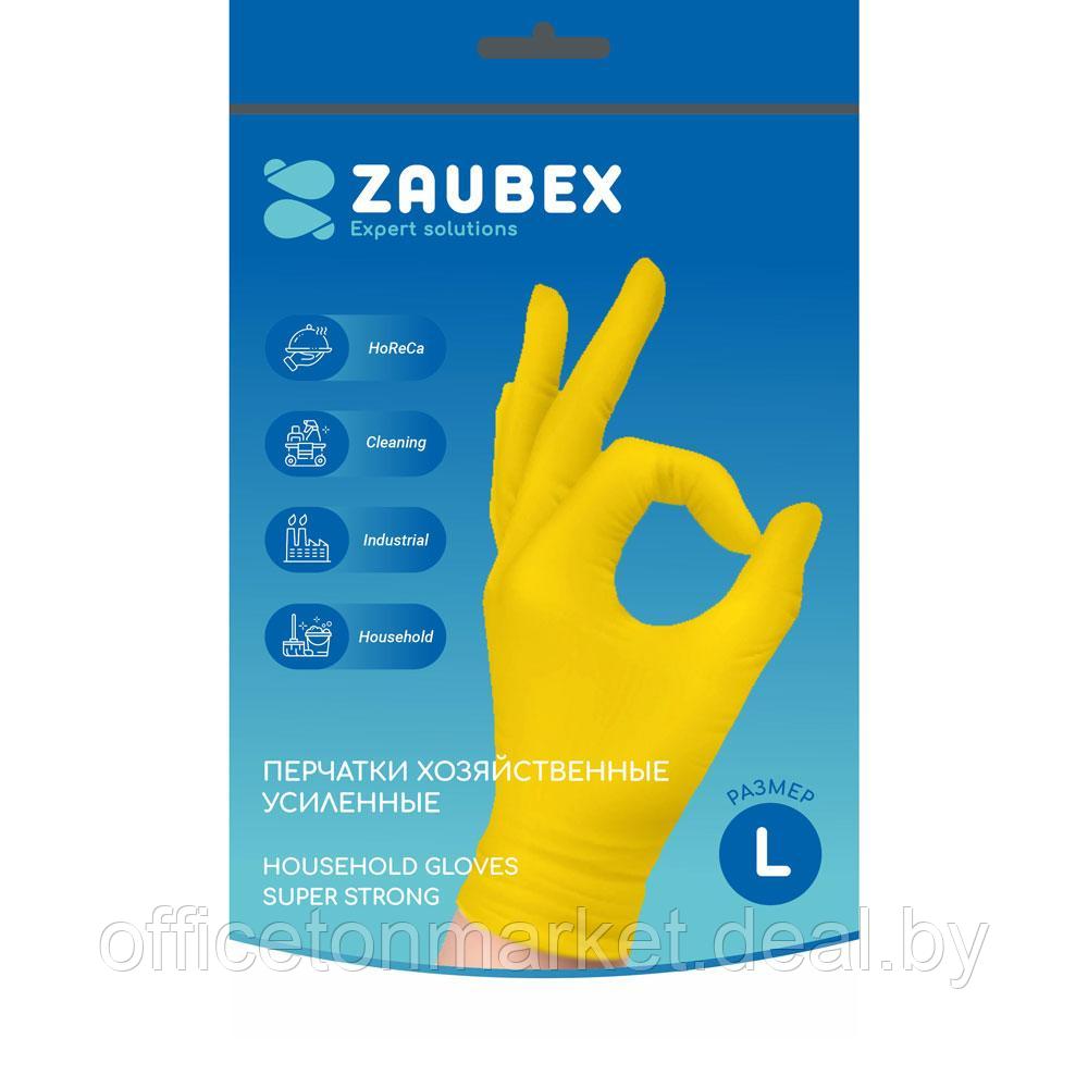Перчатки латексные хозяйственные "Zaubex", усиленные, р-р L, желтый - фото 1 - id-p219063775