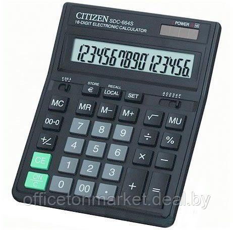Калькулятор настольный Citizen "SDC-664S", 16-разрядный, черный - фото 1 - id-p226755163