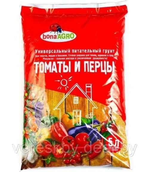 Грунт питательный bonaAGRO ДЛЯ ТОМАТОВ И ПЕРЦЕВ 5л - фото 1 - id-p195498604