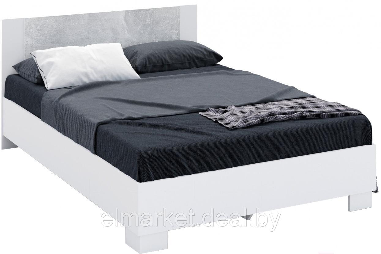 Кровать Империал Аврора 140 со встроенным основанием под матрас Белый/Ателье светлый - фото 1 - id-p227177605