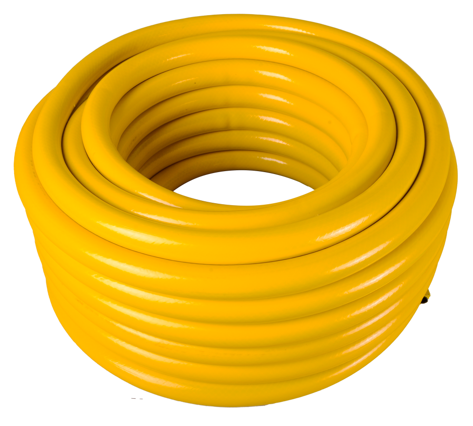 Шланг поливочный ПВХ усиленный, пищевой трехслойный армированный 1, жёлтый Вихрь 25м - фото 1 - id-p227178115