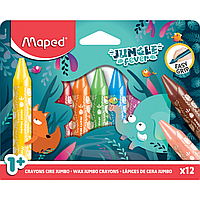 Мелки восковые Maped "Jungle fever Wax Jumbo", 12 цветов, ассорти