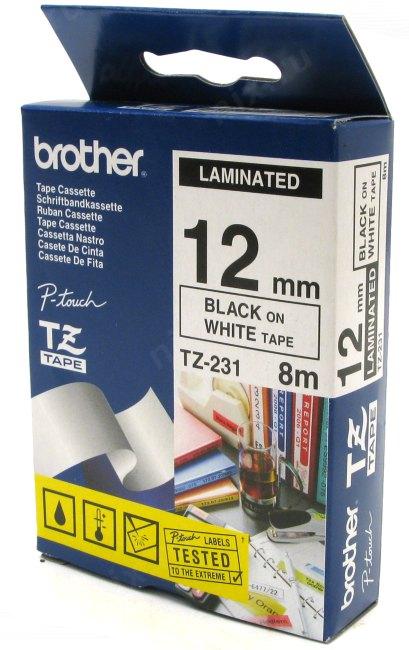 Brother TZ(e)-231 ламинированная лента для печати этикеток (ширина 12мм 8м чёрный на белом) - фото 1 - id-p227178207