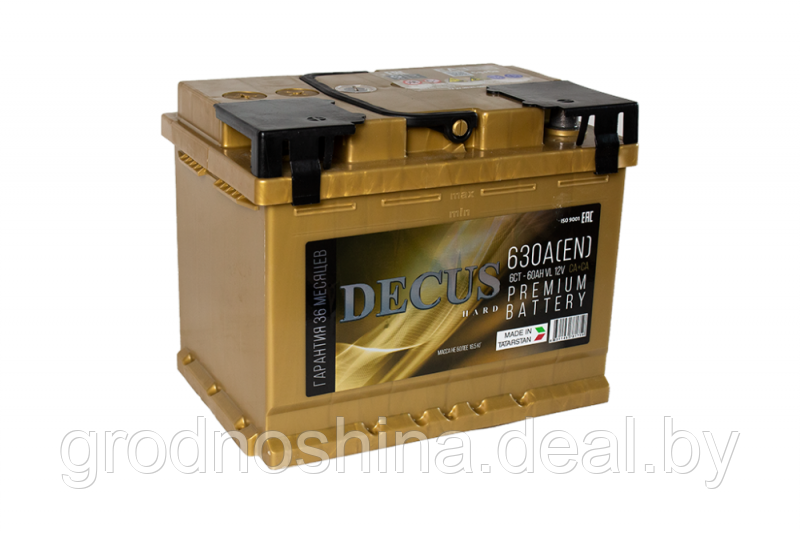Аккумулятор 60ah DECUS GOLD 630а 60Ah/630 (+ -) 242x175x190 мм.
