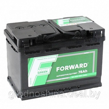 Аккумулятор 75Ah FORWARD 6СТ-75 GREEN (-+), 750a, 278х175х190 мм. - фото 1 - id-p227178377