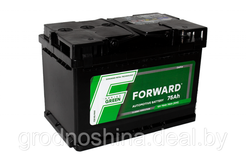 Аккумулятор 75Ah FORWARD 6СТ-75 GREEN (+-), 750a, 278х175х190 мм. - фото 1 - id-p227178378