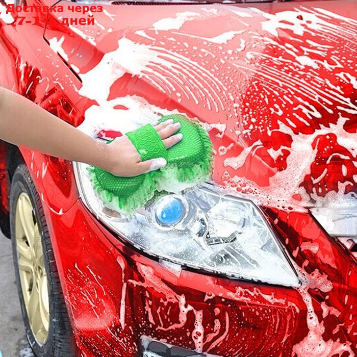 Губка для мытья авто, 20×11 см, микрофибра, микс - фото 2 - id-p226934042