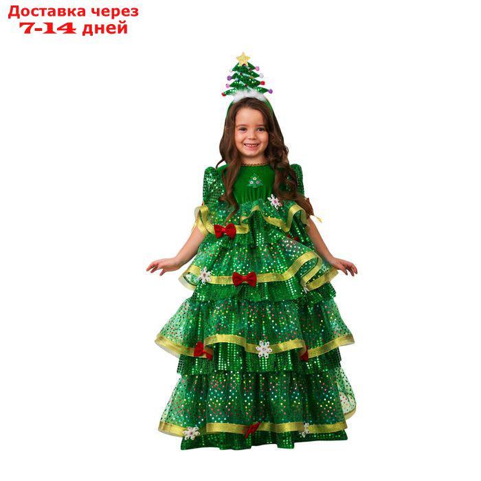 Карнавальный костюм "Ёлочка-Царица", платье, ободок, размер 30, рост 116 см - фото 1 - id-p226947396