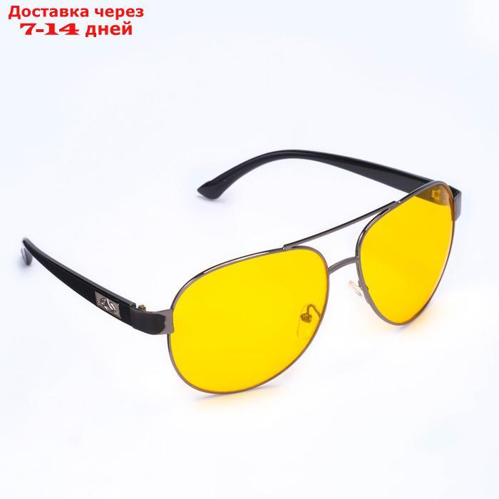 Очки солнцезащитные водительские, линза жёлтая, дужки чёрные узкие, вставка микс 14х4х5,5 см - фото 4 - id-p226934329