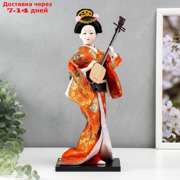 Кукла коллекционная "Гейша с музыкальным инструментом" 32х12,5х12,5 см - фото 1 - id-p226947412