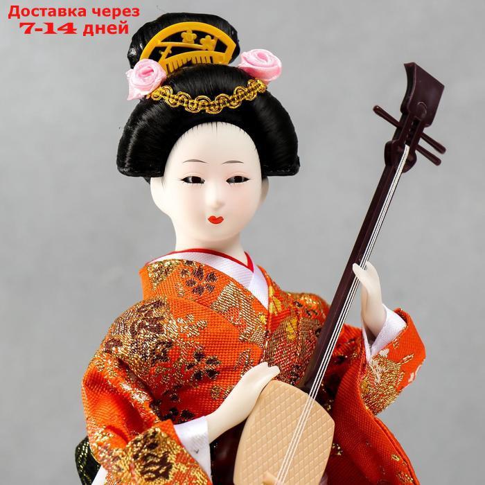 Кукла коллекционная "Гейша с музыкальным инструментом" 32х12,5х12,5 см - фото 5 - id-p226947412