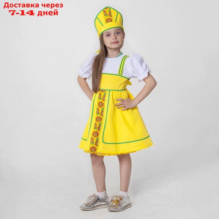 Костюм русский народный, платье, кокошник, рост 122-128 см, 6-7 лет, цвет жёлтый - фото 1 - id-p226947418