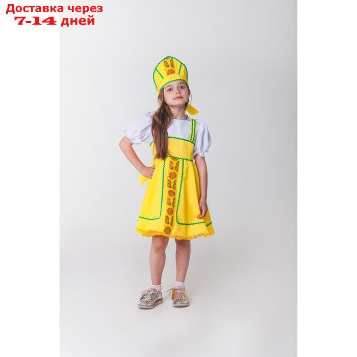 Костюм русский народный, платье, кокошник, рост 122-128 см, 6-7 лет, цвет жёлтый - фото 4 - id-p226947418